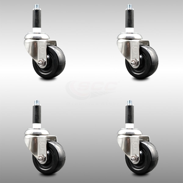 Service Caster 3.5 Inch 316SS Soft Rubber Wheel Swivel 7/8 Inch Expanding Stem Caster Set SCC SCC-SS316EX20S3514-SRS-78-4 - main